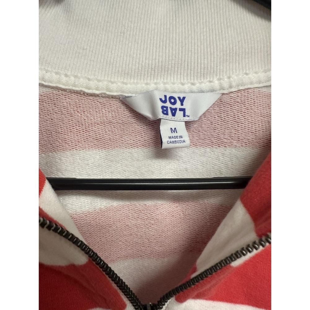 Joy Lab Red White Striped 1/2 Zip Pullover Sweatshirt Women - Picture 2 of 4